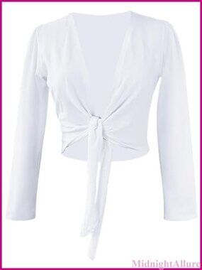 Cotton Blend Ballet Wrap Top Long Sleeve Crop Shrug Dance Cardigan